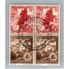 ALEMANIA 1939 ESTAMPILLAS SE-TENANT ZUSAMMENDRUCKE USADAS QUE SON MUCHO MAS RARAS EN CUADRO CON MATASELLO DE FLORES